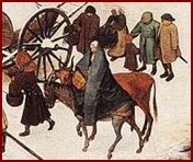 « Recensement à Bethléem » de Brughel l'Ancien. Détail.