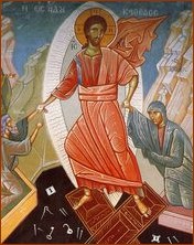 Christ libère l'homme et la femme. Descente aux Enfers. Abbaye de Chevetogne