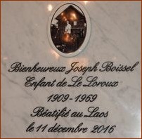 Plaque apposée dans l'église du Loroux