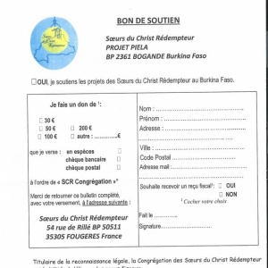 Bon de soutien au Projet Piéla