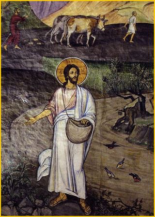 Christ semeur. Peinture, cathédrale orthodoxe de Sibíu, Roumanie
