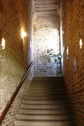 Le bel escalier de pierre du 18e siècle, vestige de l'Abbaye de Rillé
