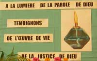 Panneau exposé à la chapelle lors de la Célébration des Vœux, le 26 septembre 2009