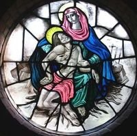 Vitrail de N.D. des 7 Douleurs, chapelle de la Maison Ste Thérèse, Geulle Vitrail de N.D. des 7 Douleurs, chapelle de la Maison Ste Thérèse, Geulle
