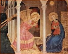 L'Archange Gabriel apporte l'Annonce à Marie. Fra Angelico, 1433-1434