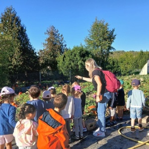 Visite du potager avec Sr Lidie K.